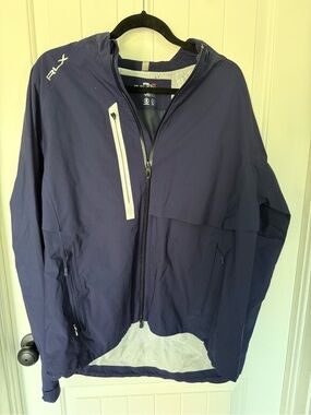 RLX Ralph Lauren Waterproof Golf Rain Jacket Navy Blue Men's XL